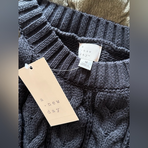 a new day Black Crew Neck Sweater Cable Knit - Picture 2 of 2